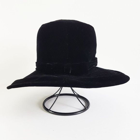 1950s Vintage Elizabeth Ford Hat Black Wide Brim Hat Made in New York USA 60s - Picture 1 of 10